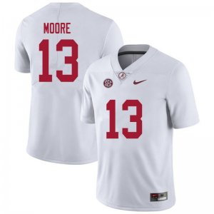 NCAA Men's Alabama Crimson Tide #13 Malachi Moore Stitched College 2020 Nike Authentic White Football Jersey GD17X15UB
